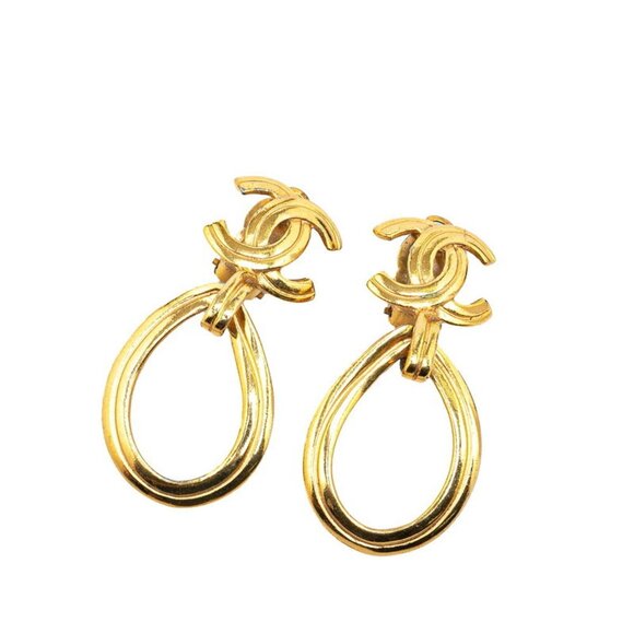 CHANEL Jewelry - CHANEL Authentic Gold Logo Earrings
